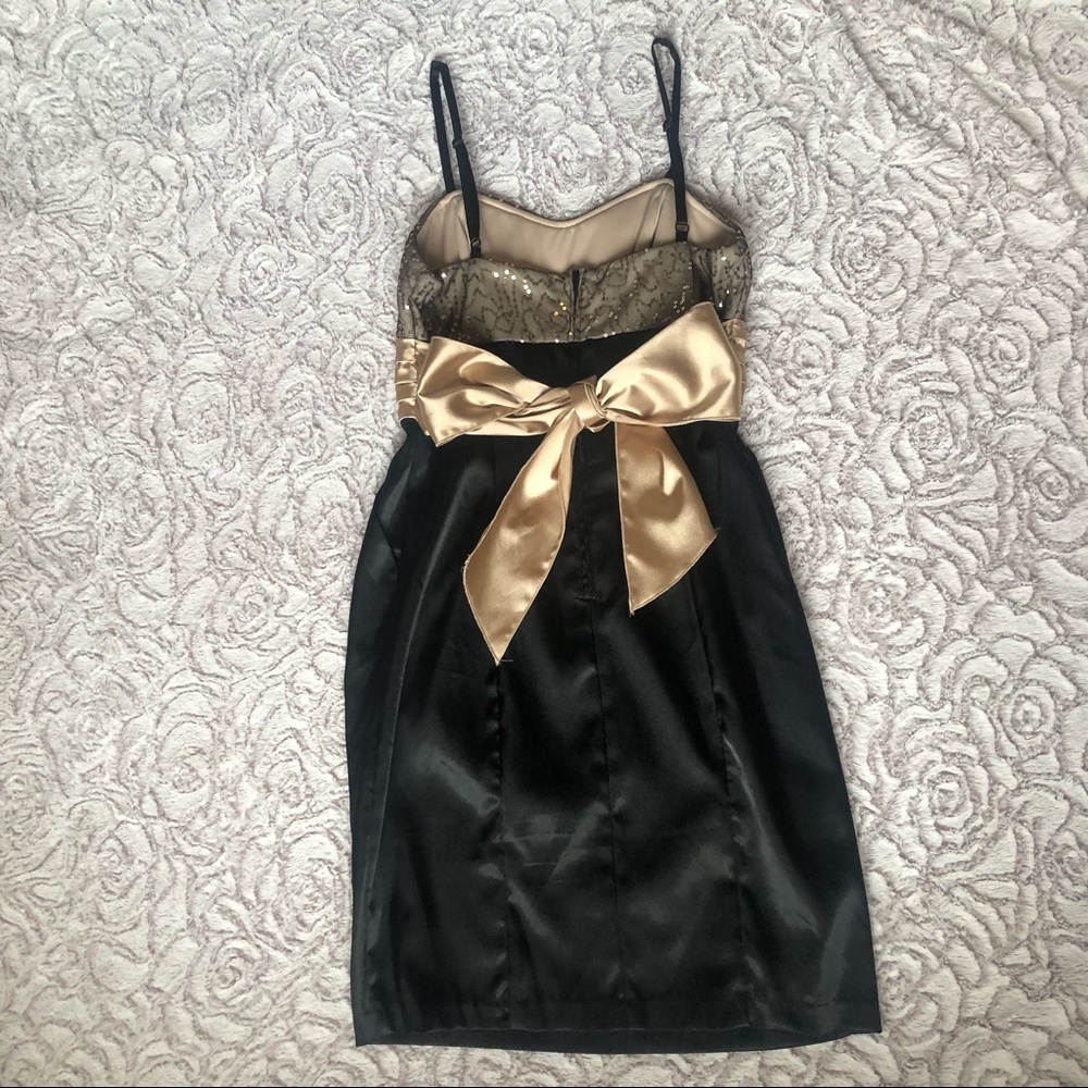 A. Byer 7 black and gold dress w gold sequins - Picture 7 of 15